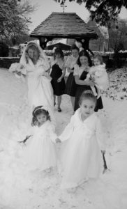 Christmas Wedding Snow Bride Bridesmaids Church